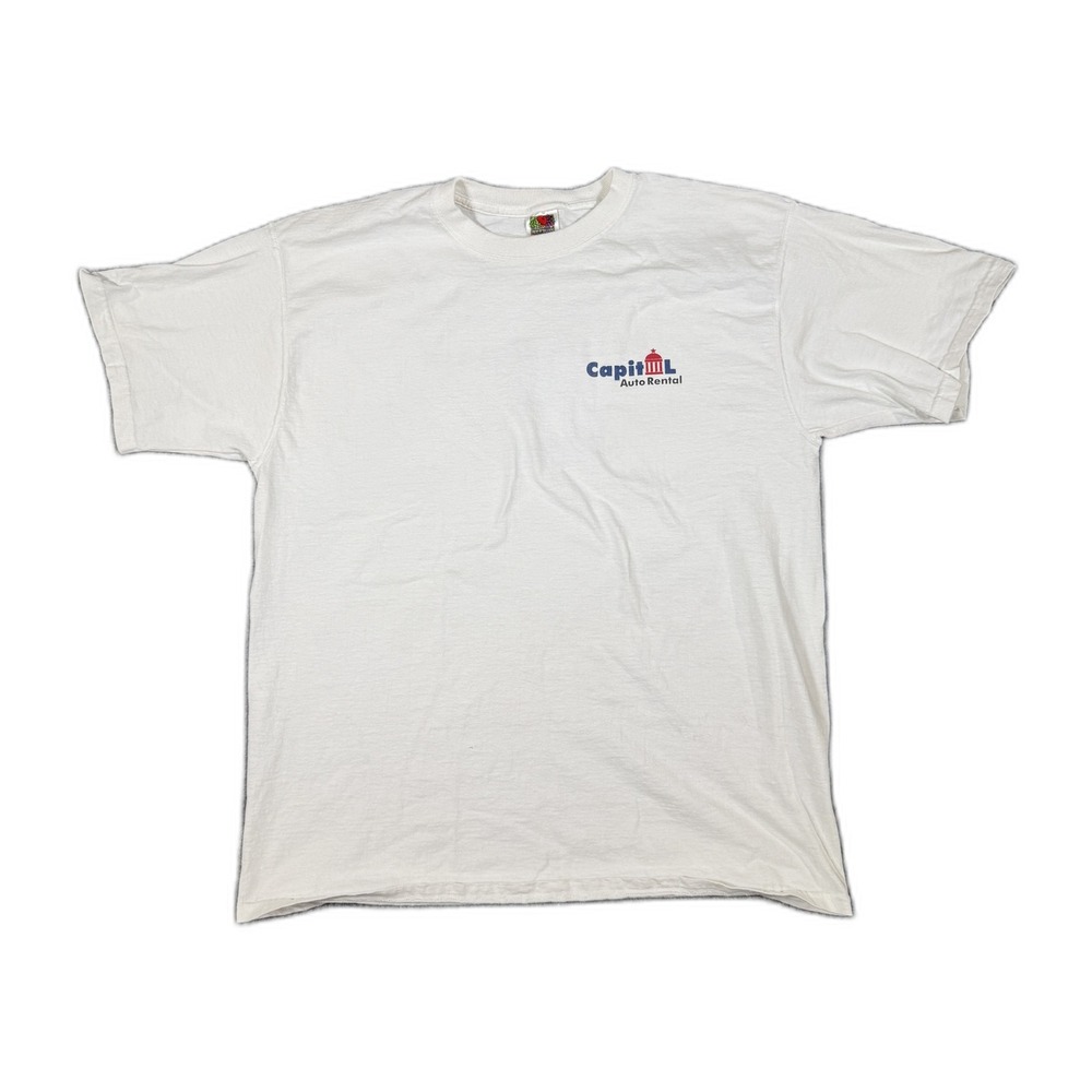 Vintage 90s Capitol Auto Rental Austin Texas Promo Graphic T-Shirt White XL